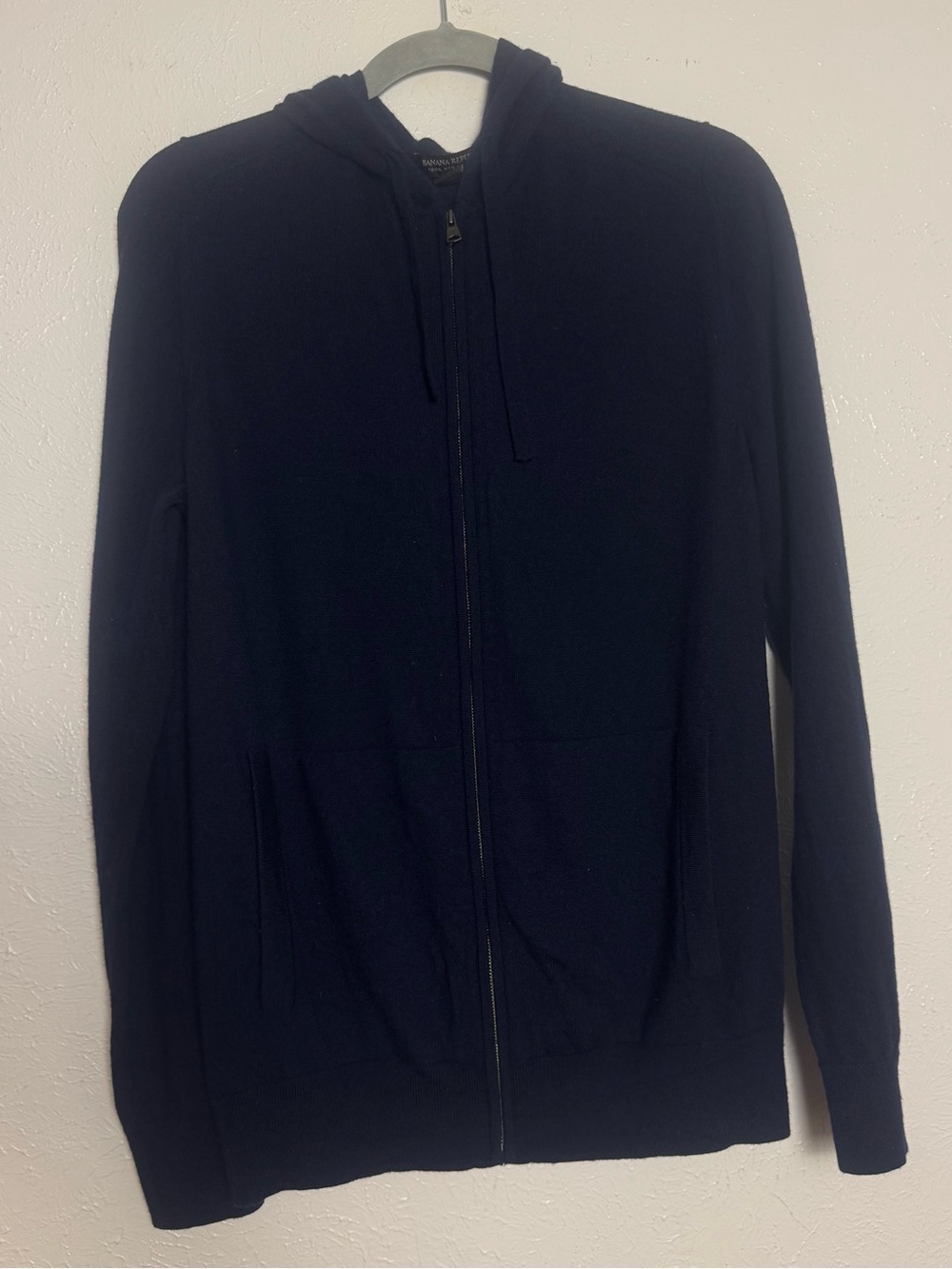 Banana Republic Navy Blue Merino Wool Zip Hoodie